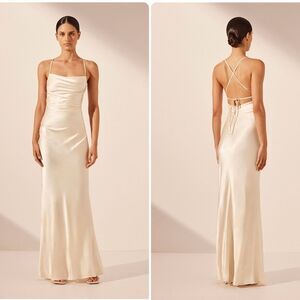 Shona Joy La Lune Lace Back Maxi Dress in Cream